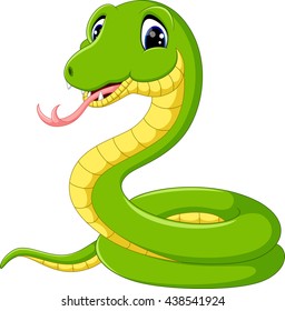 Cute green snake cartoon