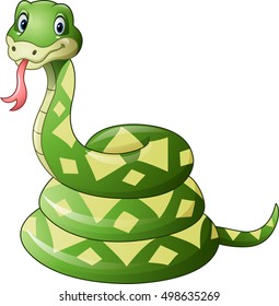 Cute green snake cartoon

