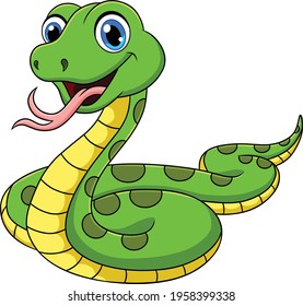 Cute Green Snake cartoon animal vector illustration