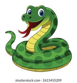 Cute Green Snake cartoon animal vector illustration