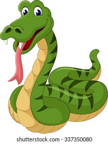 Cute green snake cartoon of illustration
