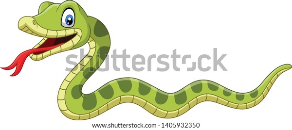 Cute green snake\
cartoon on white\
background