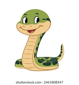 Cute green snake  on white background