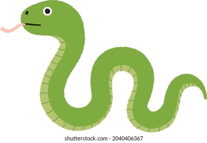 Cute green snake. Vector animal illustration isolated on a white background.