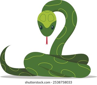 Cobra verde bonita usando chapéu de Papai Noel