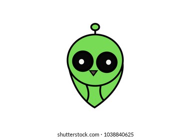 Cute Green Sparrow. Vector Illustration. Isolated on white background.