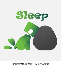 cute green square character with sleep style