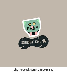 Cute Green Squishy Cat Company Vector Logo Design great for any purposes