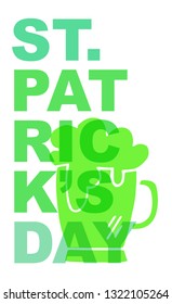 Cute Green St. Patrick's Day Poster, Card Greeting, or Shirt Design with Beer Icon. Vector Illustration for Graphic Design, Template, Background and more. 
