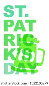 Cute Green St. Patrick's Day Poster, Card Greeting, or Shirt Design with Beer Icon. Vector Illustration for Graphic Design, Template, Background and more. 