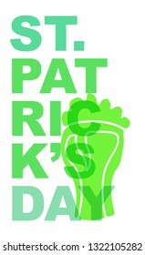 Cute Green St. Patrick's Day Poster, Card Greeting, or Shirt Design with Beer Icon. Vector Illustration for Graphic Design, Template, Background and more. 