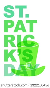Cute Green St. Patrick's Day Poster, Card Greeting, or Shirt Design with Hat Icon. Vector Illustration for Graphic Design, Template, Background and more. 