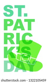 Cute Green St. Patrick's Day Poster, Card Greeting, or Shirt Design with Hat Icon. Vector Illustration for Graphic Design, Template, Background and more. 