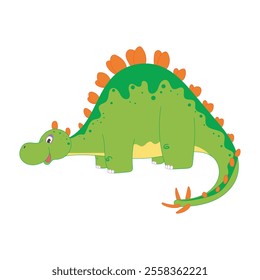 cute green stegosaurus cartoon illustration