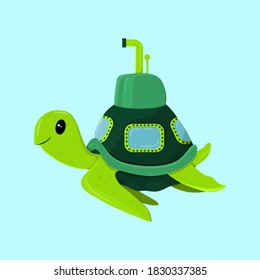 A cute Green submarine turtle 