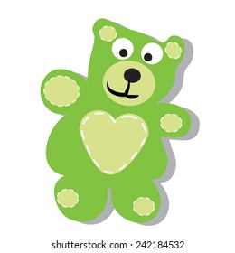 Cute green teddy bear. 
