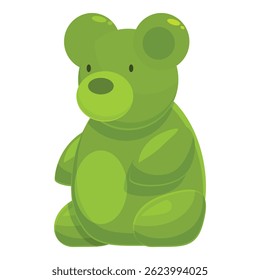 Cute green toy bear sitting on the floor
