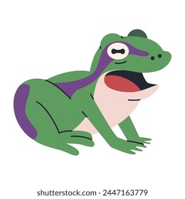 Cute green tree frog vector cartoon illustration isolated on a white background.