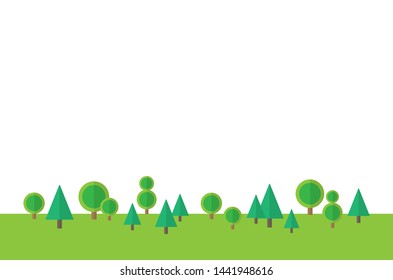 Cute green tree gometric shape on white background,vector illustration. Flat design of forest.