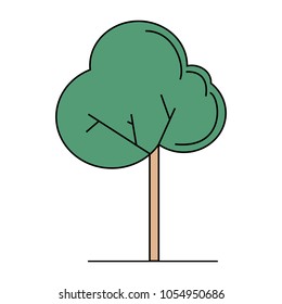 Cute green tree on white background isolated Vector Illustration