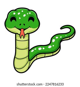 Cute green tree python cartoon