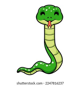 Cute green tree python cartoon