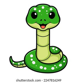 Cute green tree python cartoon