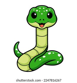 Cute green tree python cartoon