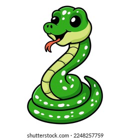 Cute green tree python cartoon