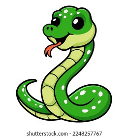 Cute green tree python cartoon