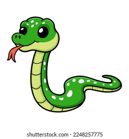Cute green tree python cartoon