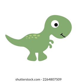 Cute green t-rex dinosaur. Vector illustration isolated on white background.