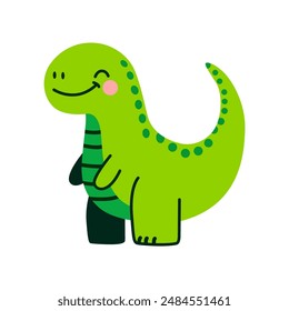 cute green t-rex dinosaurs wild animal vector illustration template design