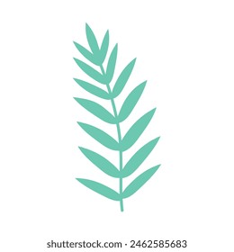 Cute green tropical twig. Vector illustration isolated on white background.
