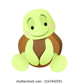 Cute green turtle with brown shell