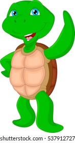 cute green turtle cartoon