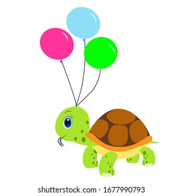 cute green turtle cartoon illustration