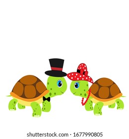 cute green turtle cartoon illustration
