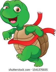 cute green turtle cartoon on a white background