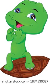 cute green turtle cartoon on a white background
