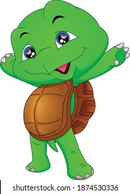 cute green turtle cartoon on a white background