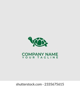 Cute green turtle logo design vector.