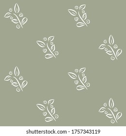 Cute green vector background with floral elements. Design for wallpaper, fabric, paper, invitation, greeting card, print and web.