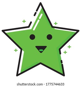 Cute green vector star icon, can be applied anywhere