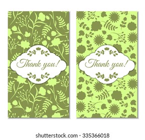 Cute Green Vintage Floral Thank You Stock Vector (Royalty Free ...