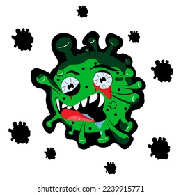 cute green virus vector illustration