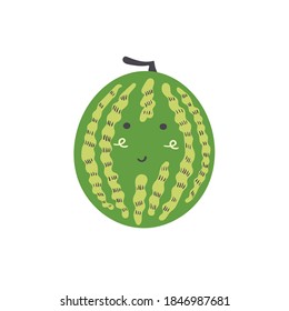 Cute green watermelon. Vector isolated in hand drawn berry
