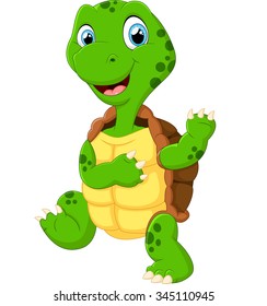 cute green waving turtle