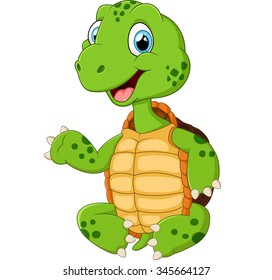 Cute Turtle Cartoon Posing Stock Illustration 345664175