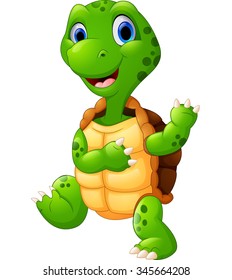 cute green waving turtle